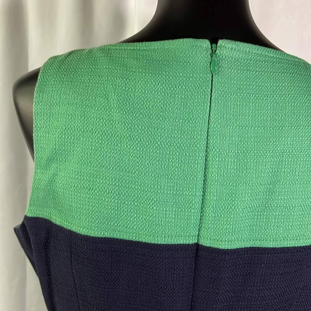 NWT Banana Republic Navy & Green Striped Sleeveless Cotton Sheath Dress - Picture 11 of 16